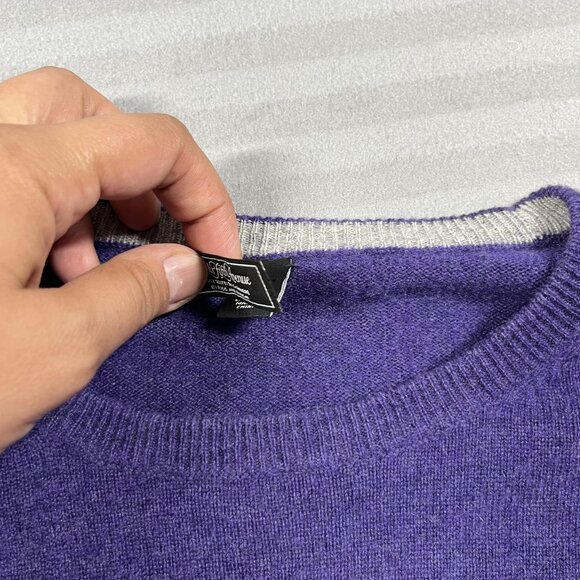 Saks Fifth Avenue Sweater Mens Large Purple Cashmere Crewneck Todd and Duncan - Picture 8 of 8